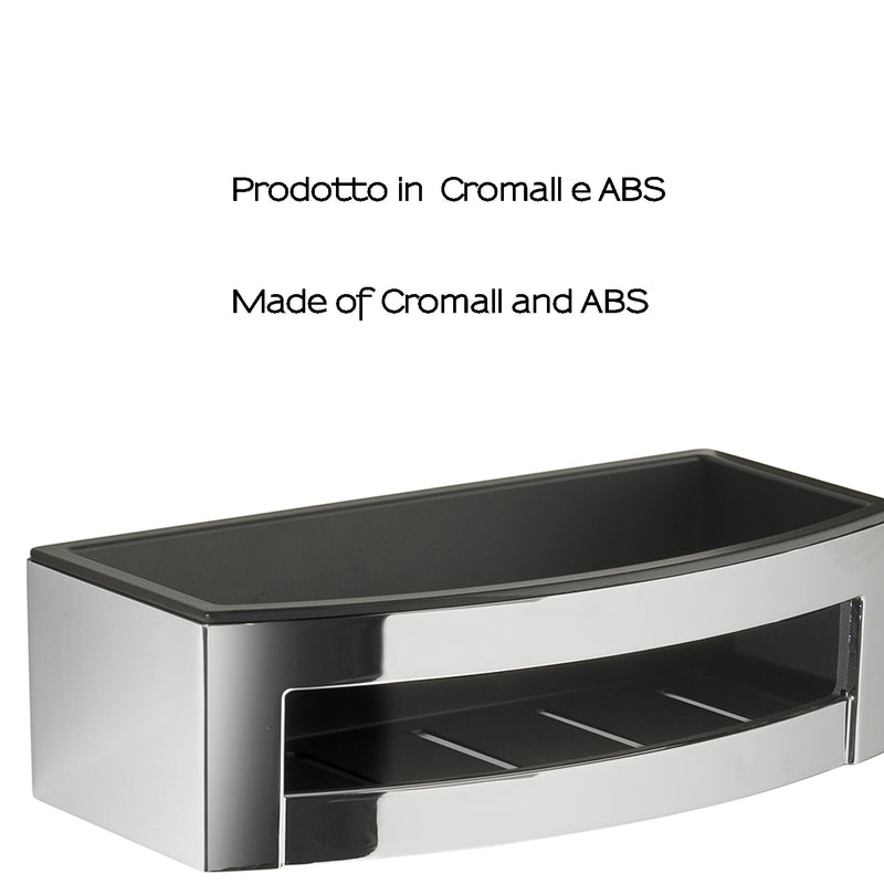 Portaoggetti doccia rettangolare modello Zante di Gedy in Cromall e ABS - Cromato/Nero by CeramicStore | Lo specialista del tuo bagno