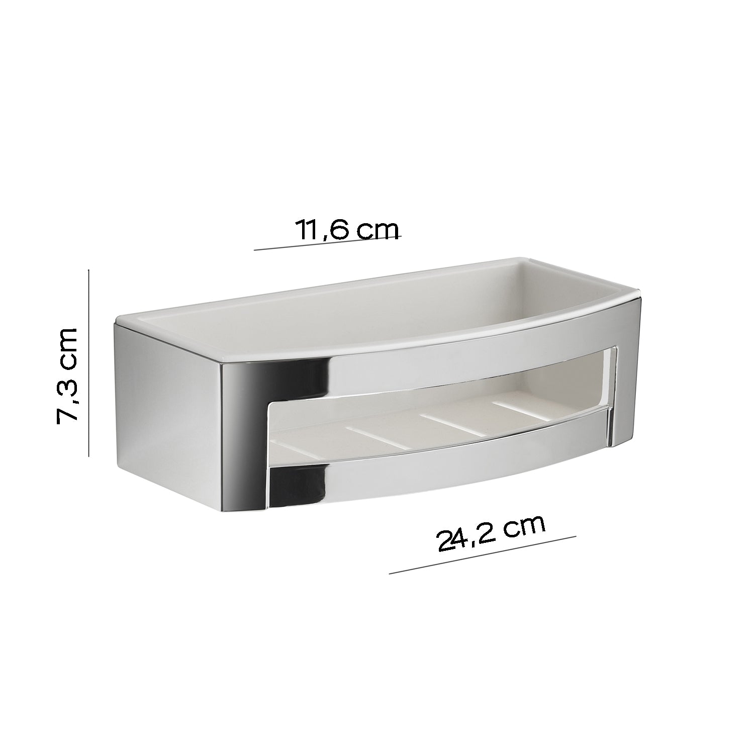 Portaoggetti doccia rettangolare modello Zante di Gedy in Cromall e ABS - Cromato/Bianco by CeramicStore | Lo specialista del tuo bagno