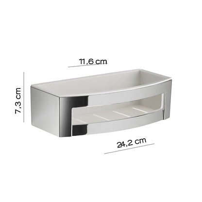 Portaoggetti doccia rettangolare modello Zante di Gedy in Cromall e ABS - Cromato/Bianco by CeramicStore | Lo specialista del tuo bagno