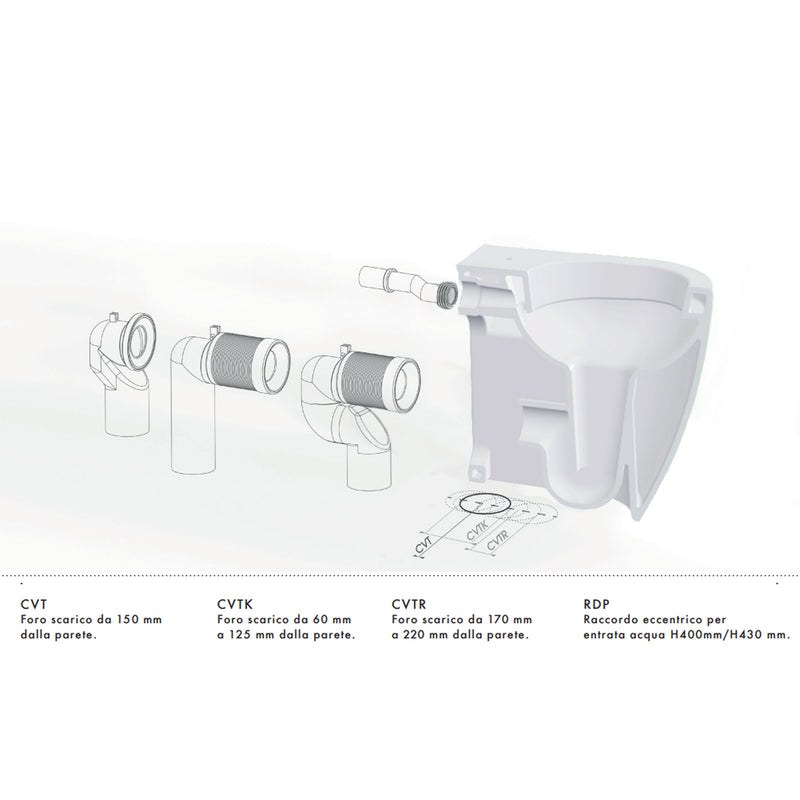 Set sanitari a terra Azzurra Comoda H50 con scarico traslato 56x36