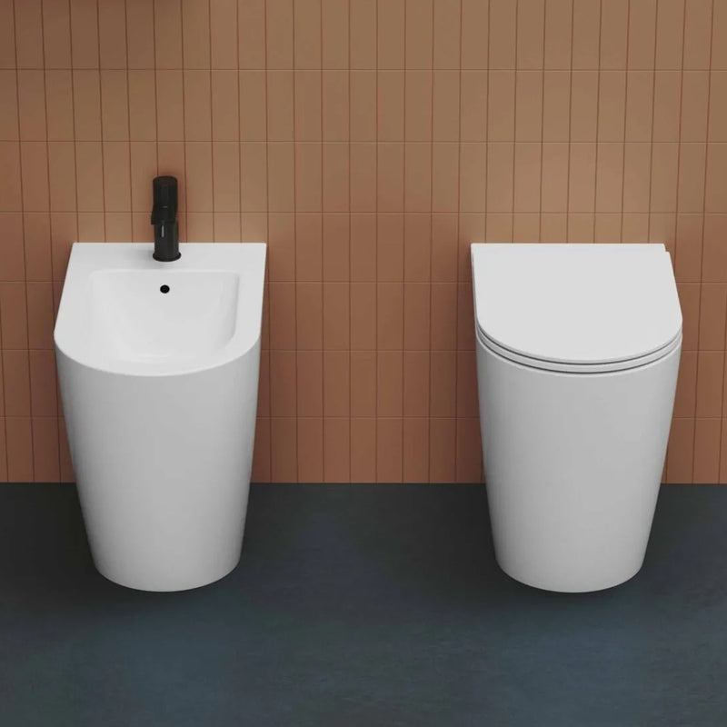 Set sanitari a terra Azzurra Comoda H50 con scarico traslato 56x36