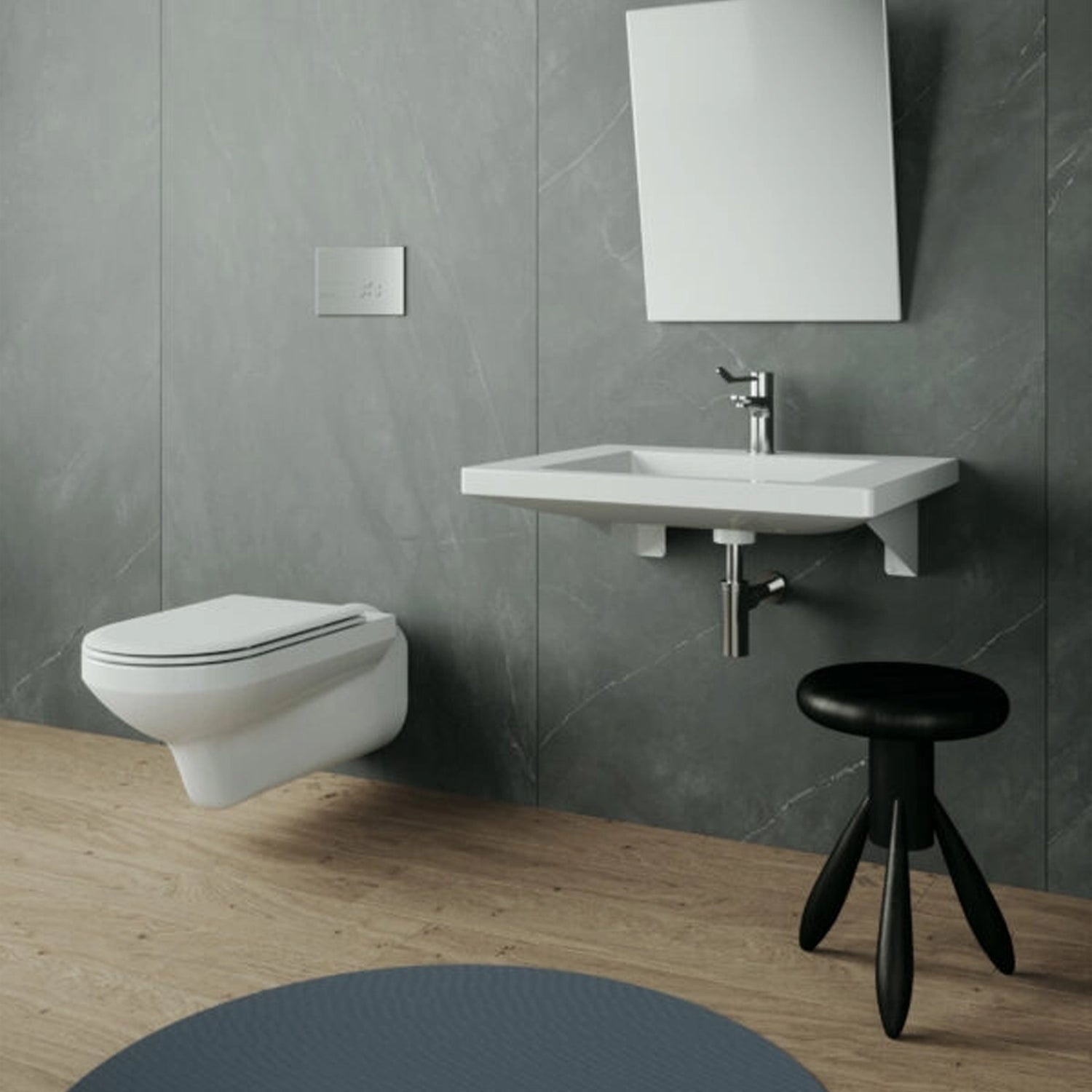 Lavabo sospeso per disabili Azzurra Thin 70x57 cm con apertura frontale e staffe inclinabili â€“ Bianco lucido
