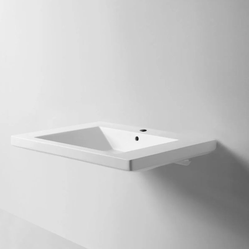 Lavabo sospeso per disabili Azzurra Thin 70x57 cm con apertura frontale e barra di comando a leva â€“ Bianco lucido