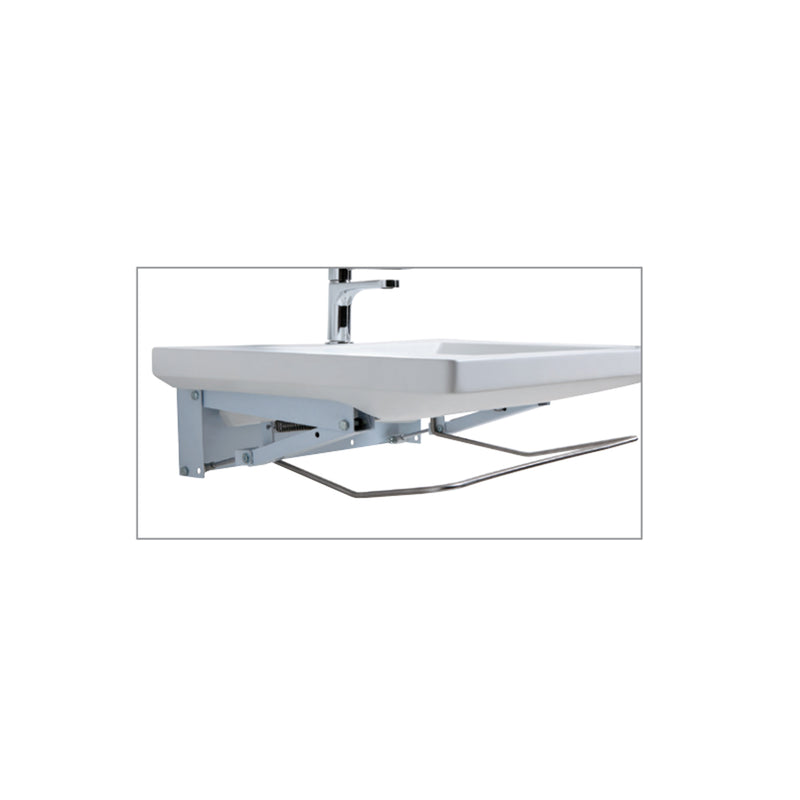 Lavabo sospeso per disabili Azzurra Thin 70x57 cm con apertura frontale e barra di comando a leva â€“ Bianco lucido