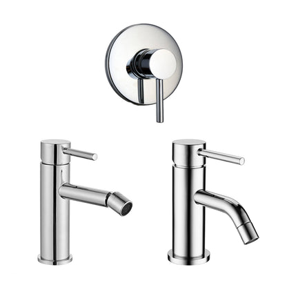 Composizione di miscelatori per lavabo, bidet e doccia Moon in ottone cromato by CeramicStore | Lo specialista del tuo bagno