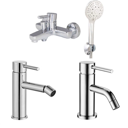 Composizione di miscelatori per lavabo, bidet e vasca Moon in ottone cromato by CeramicStore | Lo specialista del tuo bagno
