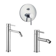 Composizione di miscelatori per lavabo alto, bidet e doccia 2 vie Moon in ottone cromato by CeramicStore | Lo specialista del tuo bagno