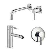 Composizione di miscelatori per lavabo incasso, bidet e doccia Moon in ottone cromato by CeramicStore | Lo specialista del tuo bagno