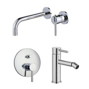 Composizione di miscelatori per lavabo incasso, bidet e doccia 2 vie Moon in ottone cromato by CeramicStore | Lo specialista del tuo bagno