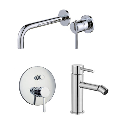 Composizione di miscelatori per lavabo incasso, bidet e doccia 2 vie Moon in ottone cromato by CeramicStore | Lo specialista del tuo bagno