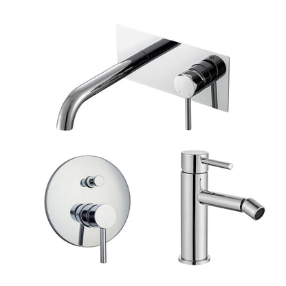 Composizione di miscelatori per lavabo incasso easy box, bidet e doccia 2 vie Moon in ottone cromato by CeramicStore | Lo specialista del tuo bagno