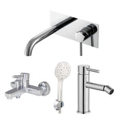 Composizione di miscelatori per lavabo incasso con easy box, bidet e vasca Moon in ottone cromato by CeramicStore | Lo specialista del tuo bagno