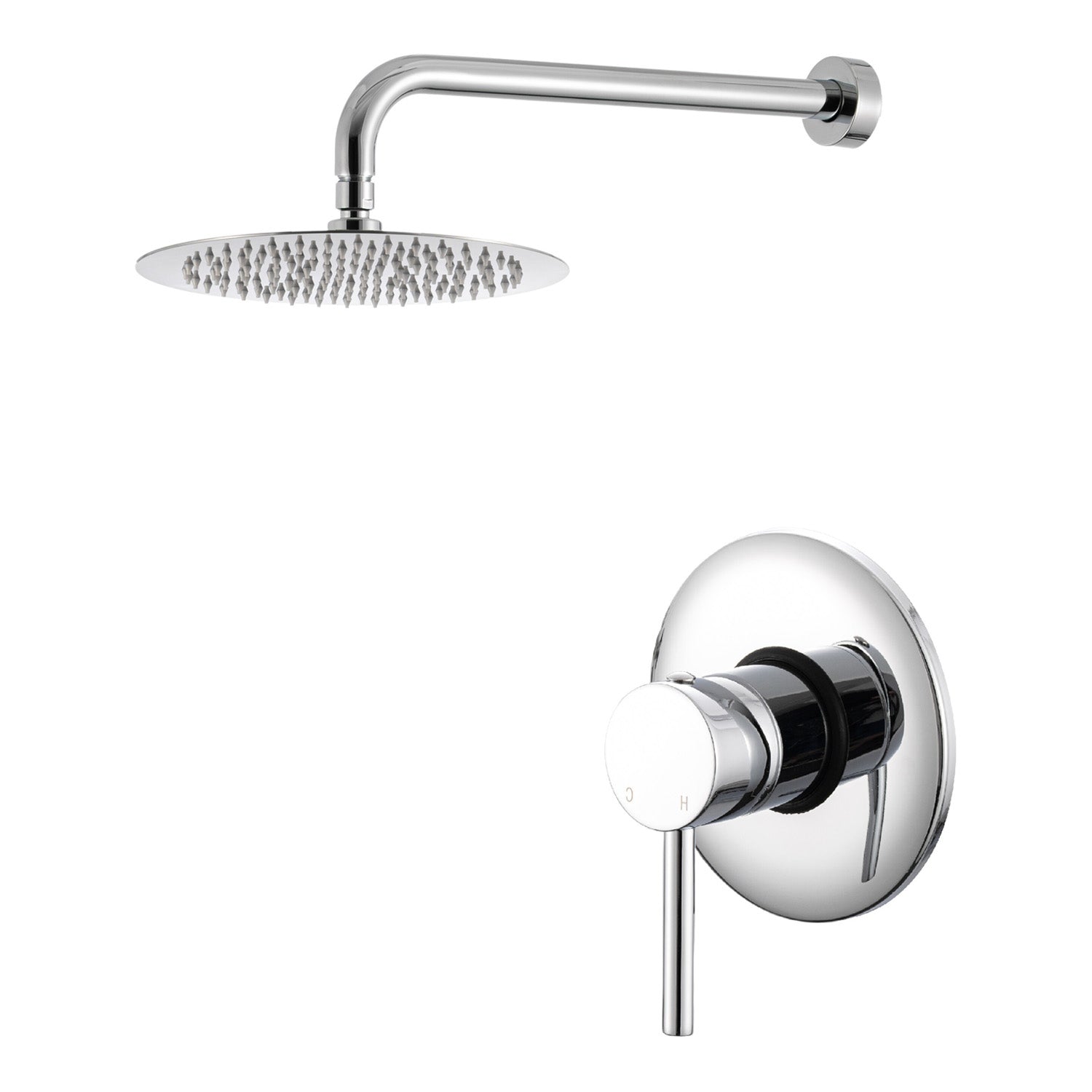 Kit doccia con incasso a una via e soffione tondo 200 mm in ottone cromato Moon by CeramicStore | Lo specialista del tuo bagno