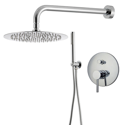 Kit doccia con incasso a due vie e soffione tondo 200 mm in ottone cromato Moon by CeramicStore | Lo specialista del tuo bagno