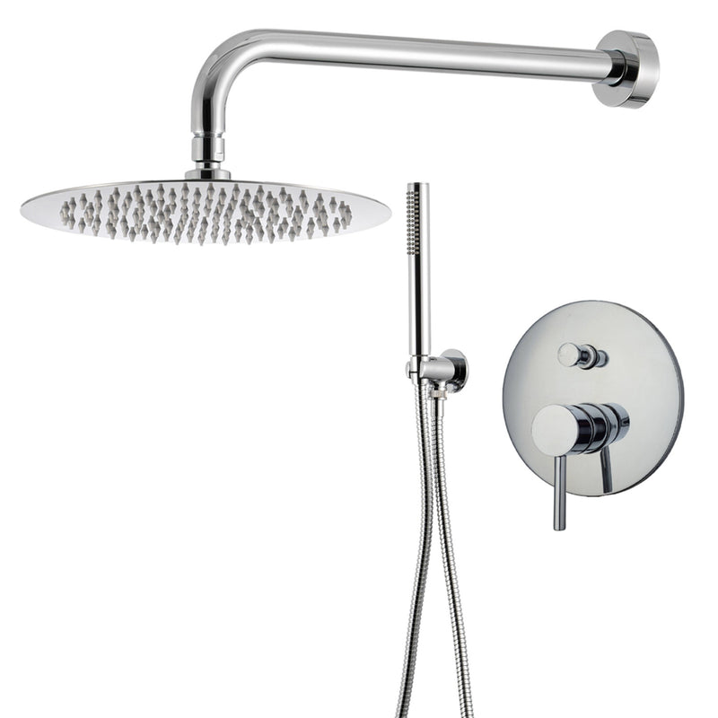 Kit doccia con incasso a due vie e soffione tondo 250 mm in ottone cromato Moon by CeramicStore | Lo specialista del tuo bagno