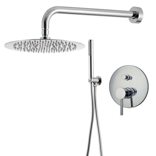 Kit doccia con incasso a due vie e soffione tondo 250 mm in ottone cromato Moon by CeramicStore | Lo specialista del tuo bagno