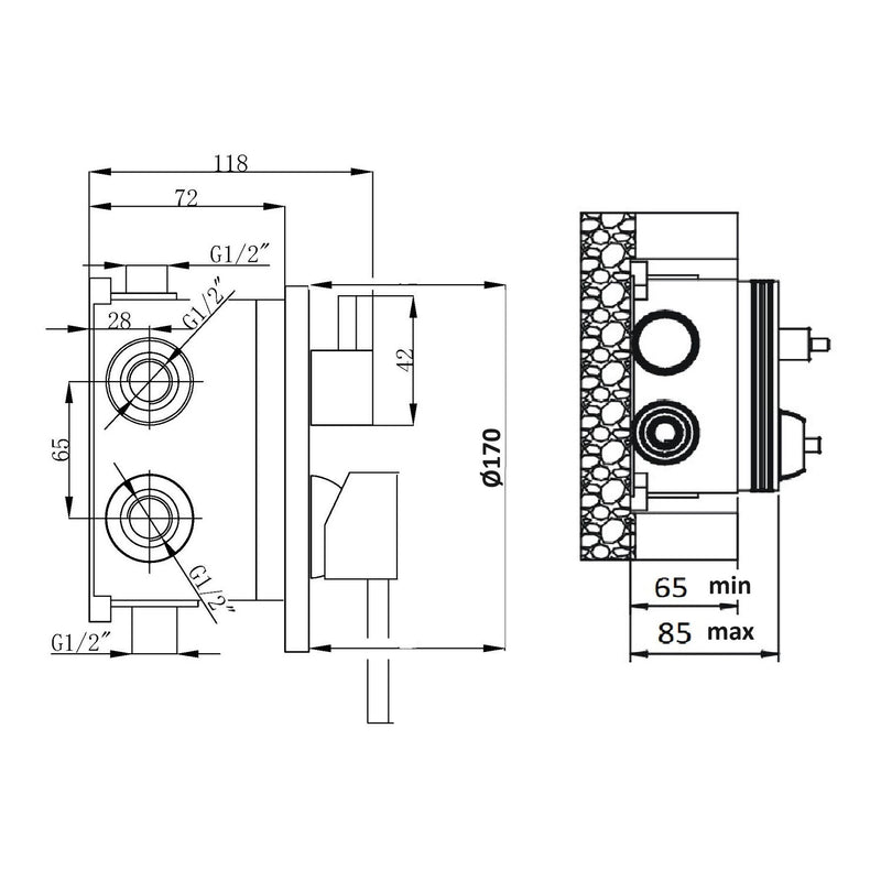 Miscelatore doccia ad incasso due vie con easy box Echo in ottone cromato by CeramicStore | Lo specialista del tuo bagno