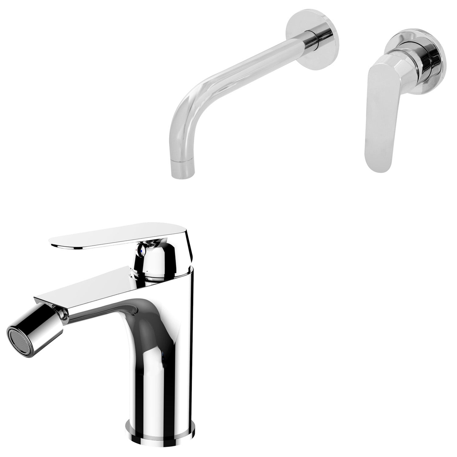 Coppia di miscelatori per lavabo incasso e bidet serie Echo in ottone cromato by CeramicStore | Lo specialista del tuo bagno