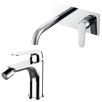 Coppia di miscelatori per lavabo incasso con easy box e bidet serie Echo in ottone cromato by CeramicStore | Lo specialista del tuo bagno