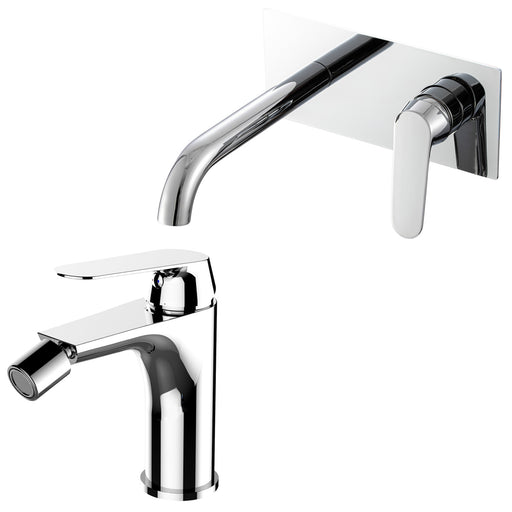 Coppia di miscelatori per lavabo incasso con easy box e bidet serie Echo in ottone cromato by CeramicStore | Lo specialista del tuo bagno