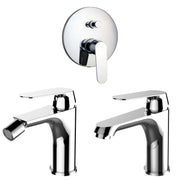 Composizione di miscelatori per lavabo, bidet e doccia 2 vie Echo in ottone cromato by CeramicStore | Lo specialista del tuo bagno