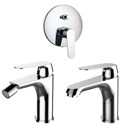 Composizione di miscelatori per lavabo, bidet e doccia 2 vie Echo in ottone cromato by CeramicStore | Lo specialista del tuo bagno