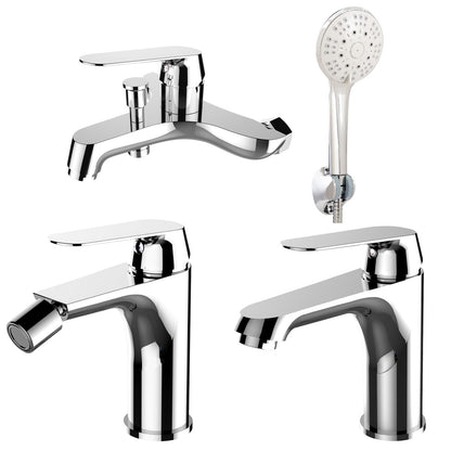 Composizione di miscelatori per lavabo, bidet e vasca Echo in ottone cromato by CeramicStore | Lo specialista del tuo bagno