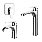 Composizione di miscelatori per lavabo alto, bidet e doccia una via quadro Echo in ottone cromato by CeramicStore | Lo specialista del tuo bagno