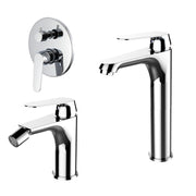 Composizione di miscelatori per lavabo alto, bidet e doccia 3 vie easy box Echo in ottone cromato by CeramicStore | Lo specialista del tuo bagno