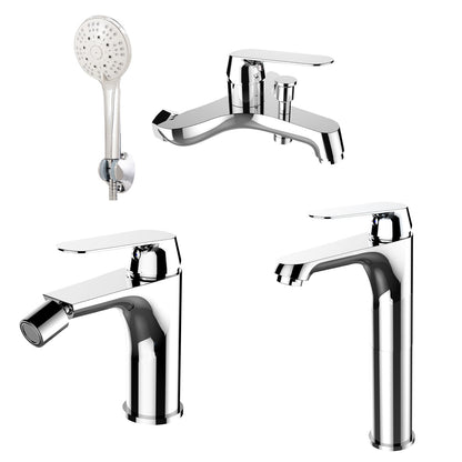 Composizione di miscelatori per lavabo alto, bidet e vasca Echo in ottone cromato by CeramicStore | Lo specialista del tuo bagno