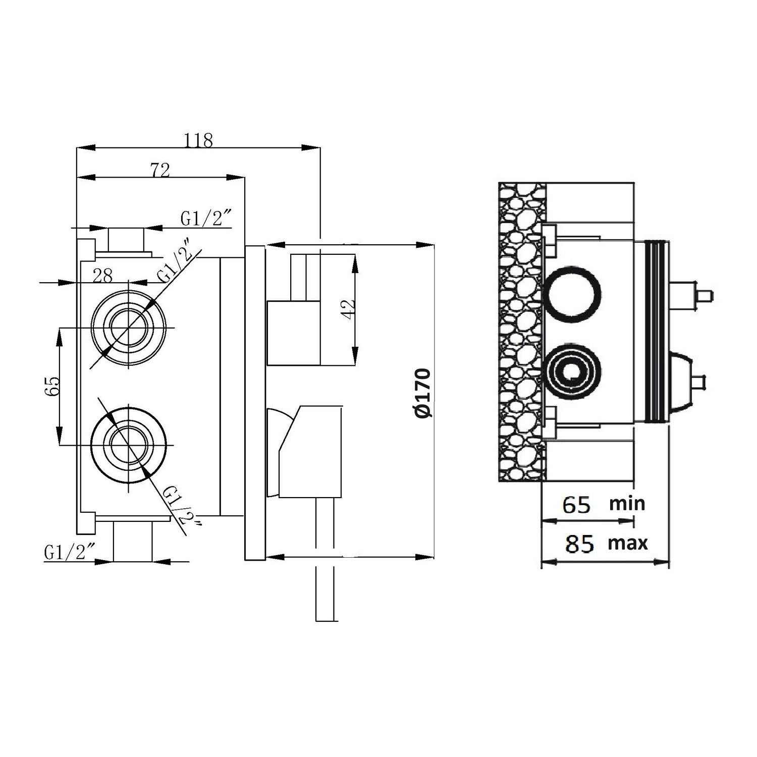 Composizione di miscelatori per lavabo incasso, bidet e doccia 3 vie easy box Echo in ottone cromato by CeramicStore | Lo specialista del tuo bagno