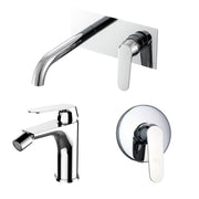 Composizione di miscelatori per lavabo easy box, bidet e doccia una via Echo in ottone cromato by CeramicStore | Lo specialista del tuo bagno