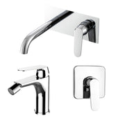 Composizione di miscelatori per lavabo easy box, bidet e doccia una via quadro Echo in ottone cromato by CeramicStore | Lo specialista del tuo bagno