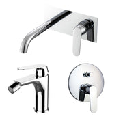 Composizione di miscelatori per lavabo easy box, bidet e doccia 2 vie Echo in ottone cromato by CeramicStore | Lo specialista del tuo bagno