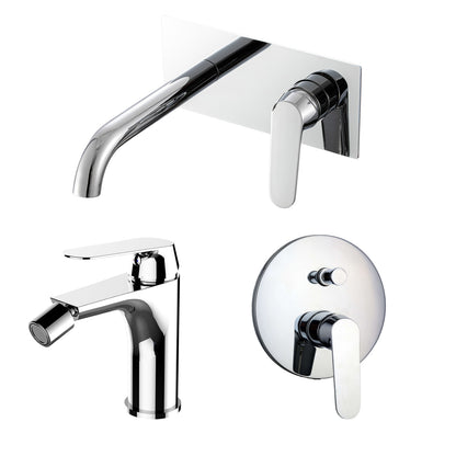 Composizione di miscelatori per lavabo easy box, bidet e doccia 2 vie Echo in ottone cromato by CeramicStore | Lo specialista del tuo bagno