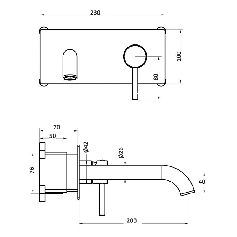 Composizione di miscelatori per lavabo easy box, bidet e doccia 2 vie quadro Echo in ottone cromato by CeramicStore | Lo specialista del tuo bagno