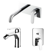 Composizione di miscelatori per lavabo easy box, bidet e doccia 2 vie quadro Echo in ottone cromato by CeramicStore | Lo specialista del tuo bagno