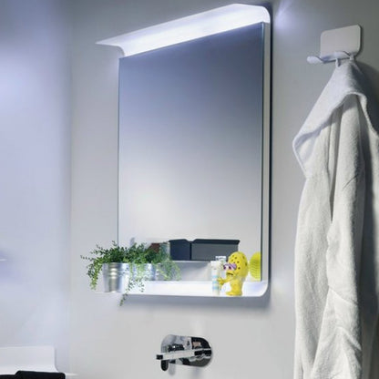 Specchio rettangolare con cornice-mensola in alluminio verniciato bianco e luce led cm 64x90 Lineabeta Speci by CeramicStore | Lo specialista del tuo bagno