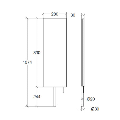 Specchio rettangolare alto filo lucido con asta rotante per fissaggio su piano Lineabeta Speci cm 28x107,4 by CeramicStore | Lo specialista del tuo bagno