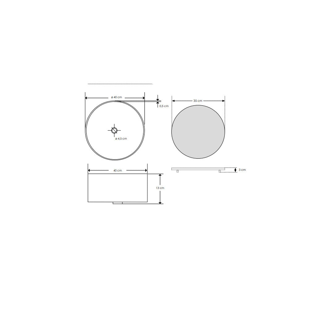 Lavandino da appoggio 'TrabocchettoRound Basin' in resina cm 40x13h by Cipi - Grigio elefante