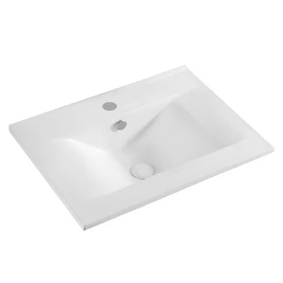 Lavabo soprapiano con foro rubinetto cm 62x46 bianco