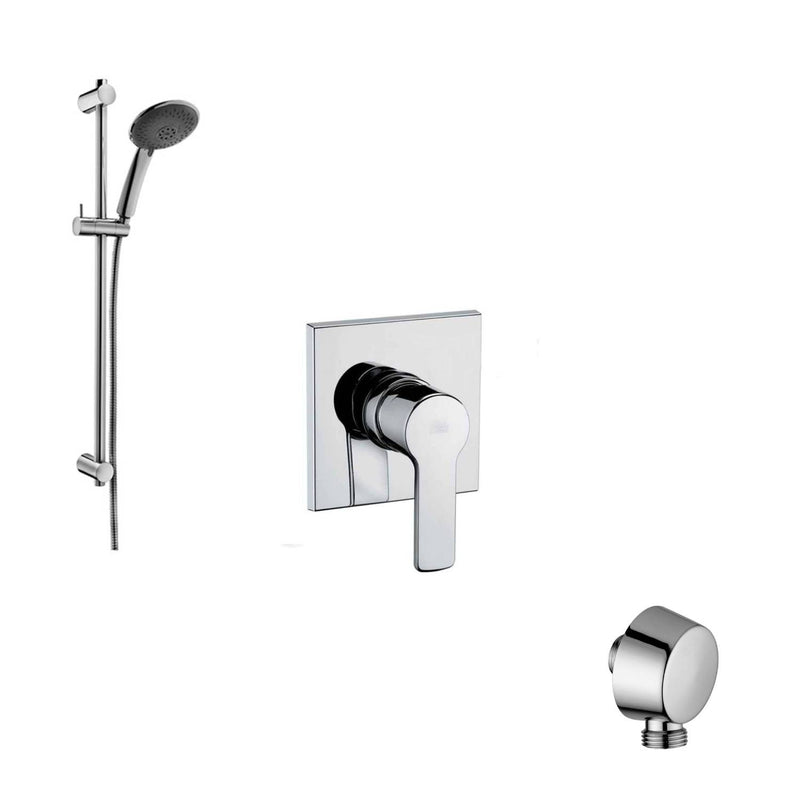 Set Saliscendi con asta Prestige, miscelatore ad incasso Red in ottone cromato e presa d'acqua tonda a muro Paffoni by CeramicStore | Lo specialista del tuo bagno