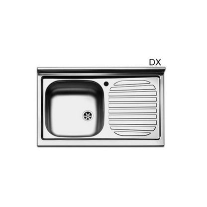 Lavello da cucina in acciaio inox con 1 vasca e sgocciolatoio a destra 80x50 cm by CeramicStore | Lo specialista del tuo bagno