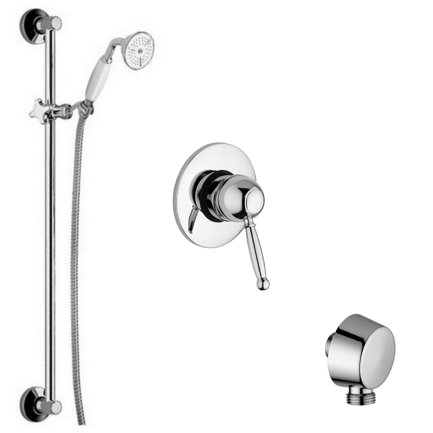 Set saliscendi Belinda con doccia retrà², miscelatore ad incasso cromo e presa d'acqua tonda a muro Paffoni by CeramicStore | Lo specialista del tuo bagno