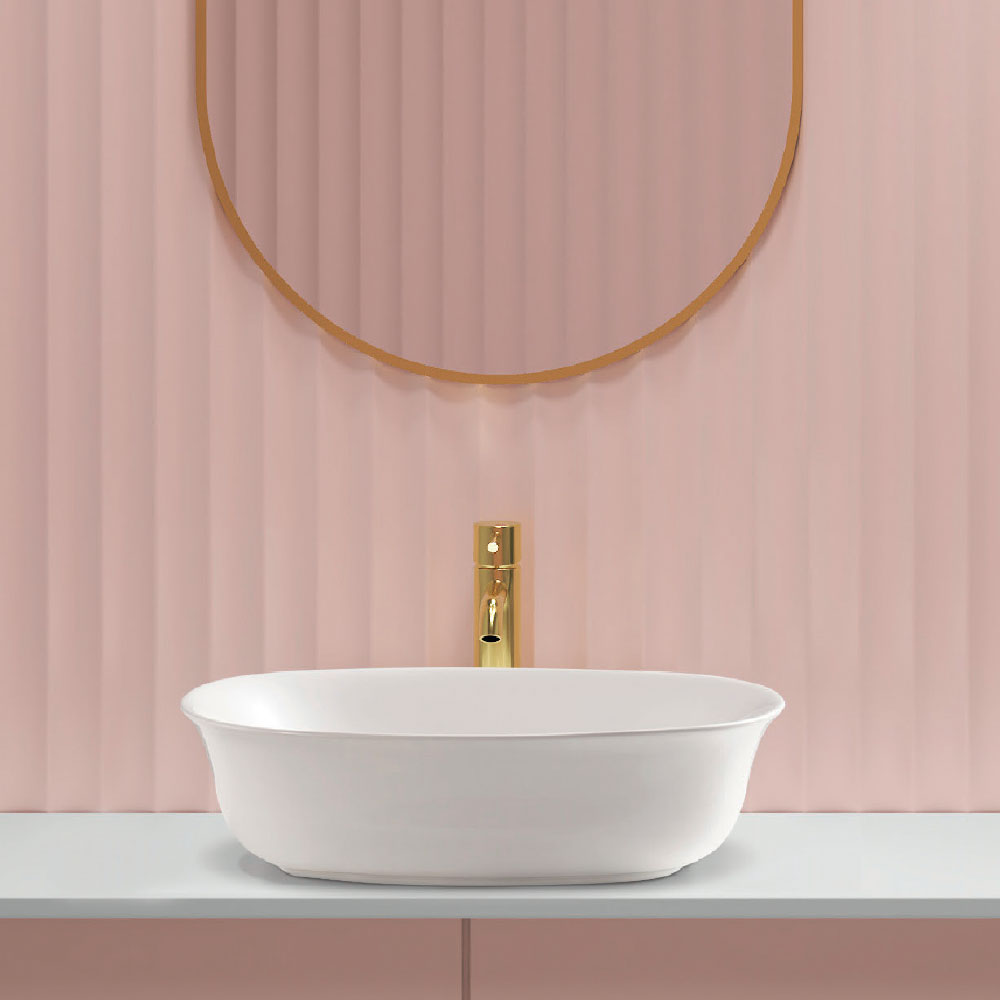 Lavabo da appoggio Rettangolare 50x40 cm Bianco Lucido Ceramica Althea collezione LAP