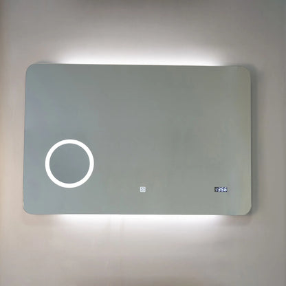 Specchio rettangolare touch dotato di orologio, termometro e ingrandimento 80x60 cm by CeramicStore | Lo specialista del tuo bagno