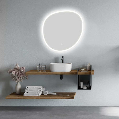 Specchio quadrato arrotondato retroilluminato LED con touch Cubi&Co 82x72 cm by CeramicStore | Lo specialista del tuo bagno