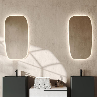 Specchio rettangolo arrotondato verticale retroilluminato LED con touch Cubi&Co 100x54 cm by CeramicStore | Lo specialista del tuo bagno
