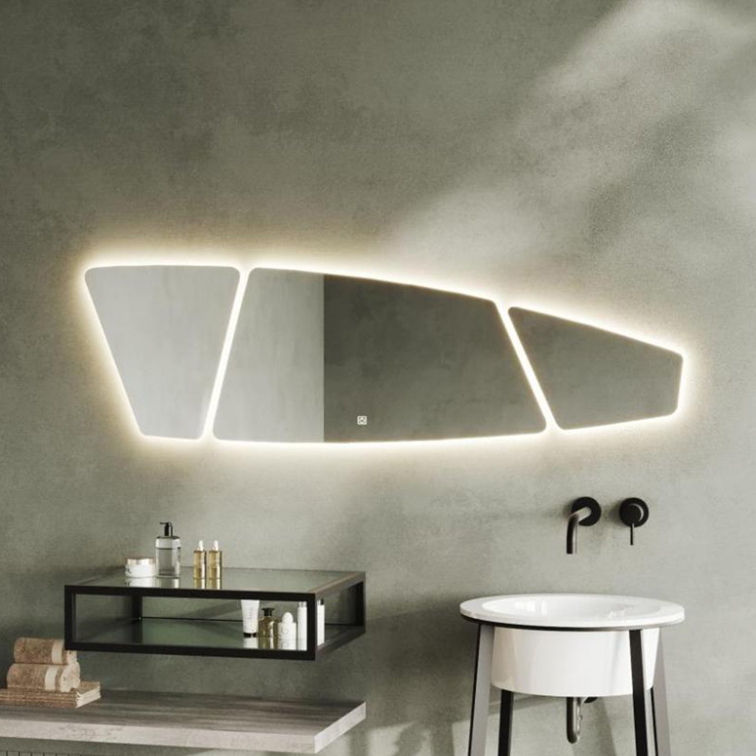 Specchio touch comp. trapezio retroilluminato LED Cubi&Co 180x60 cm by CeramicStore | Lo specialista del tuo bagno
