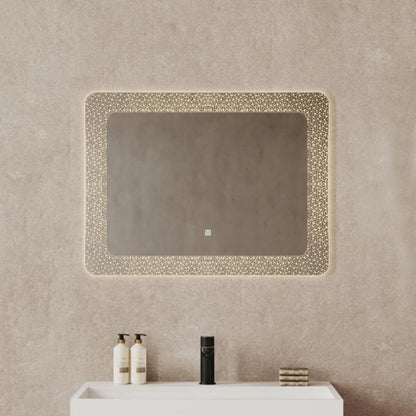 Specchio touch rettangolo ornamentale con luce LED integrata Cubi&Co 80x60 cm by CeramicStore | Lo specialista del tuo bagno